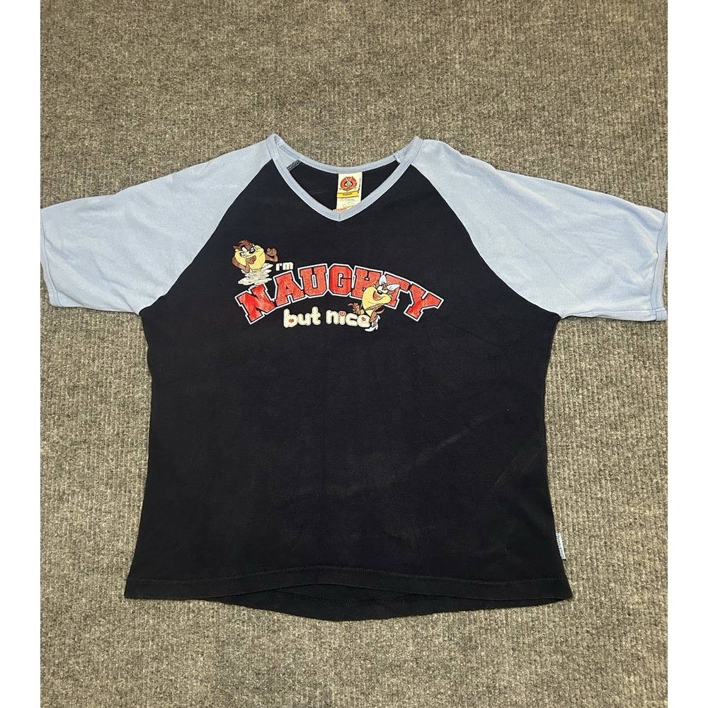 Rare VTG LOONEY TUNES Taz I'm Naughty but Nice T Shirt 2000s Blue Women's 18/20w